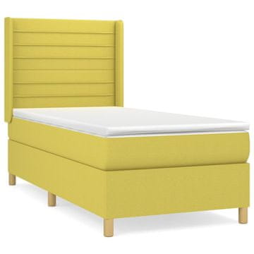 Vidaxl Box spring postelja z vzmetnico zelen 80x200 cm blago