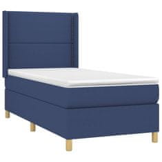 Vidaxl Box spring postelja z vzmetnico moder 80x200 cm blago