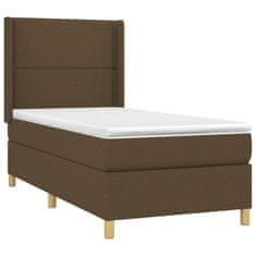 Vidaxl Box spring postelja z vzmetnico temno rjav 90x190 cm blago