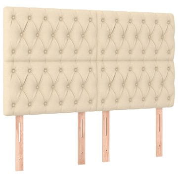 Vidaxl Vzglavje postelje kremne barve 144x7x118/128 cm blago