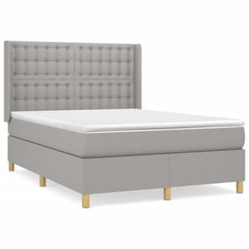 Vidaxl Box spring posteljni z vzmetnico svetlo siv 140x190 cm blago