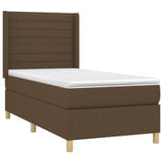 Vidaxl Box spring postelja z vzmetnico temno rjava 100x200 cm blago
