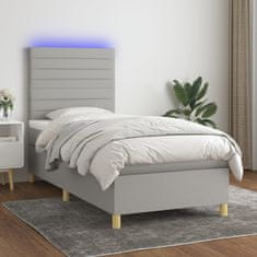 Vidaxl Box spring postelja z vzmetnico LED svetlo siva 80x200 cm blago