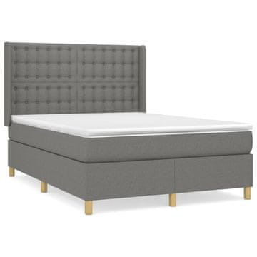 Vidaxl Box spring posteljni z vzmetnico temno siv 140x190 cm blago