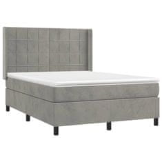 Vidaxl Box spring postelja z vzmetnico svetlo siva 140x200 cm žamet