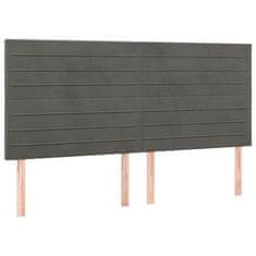 Vidaxl Box spring postelja z vzmetnico LED temno siva 200x200 cm žamet