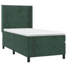 Vidaxl Box spring postelja z vzmetnico temno zelena 100x200 cm žamet