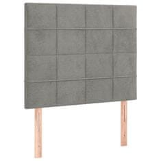 Vidaxl Box spring postelja z vzmetnico LED svetlo siva 100x200cm žamet