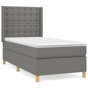 Vidaxl Box spring postelja z vzmetnico temno siva 100x200 cm blago