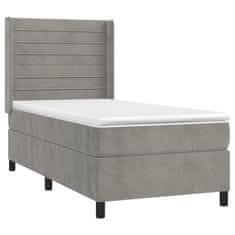 Vidaxl Box spring postelja z vzmetnico svetlo siva 100x200 cm žamet