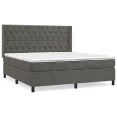 Vidaxl Box spring postelja z vzmetnico temno siva 160x200 cm žamet