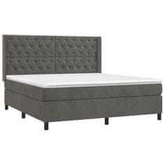 Vidaxl Box spring postelja z vzmetnico temno siva 160x200 cm žamet