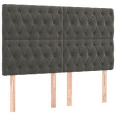 Vidaxl Box spring postelja z vzmetnico temno siva 160x200 cm žamet