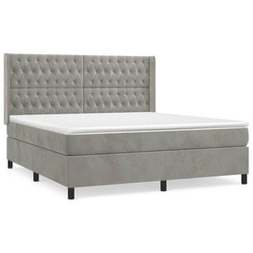 Vidaxl Box spring postelja z vzmetnico svetlo siva 180x200 cm žamet