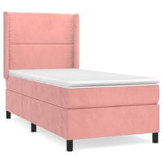 Vidaxl Box spring postelja z vzmetnico roza 90x200 cm žamet
