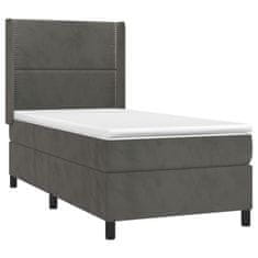 Vidaxl Box spring postelja z vzmetnico temno siv 90x190 cm žamet