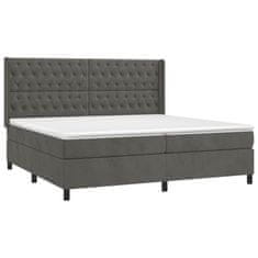 Vidaxl Box spring postelja z vzmetnico temno siva 200x200 cm žamet