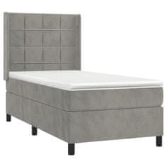 Vidaxl Box spring postelja z vzmetnico svetlo siv 90x190 cm žamet