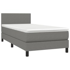Vidaxl Box spring postelja z vzmetnico LED temno siva 80x200 cm blago