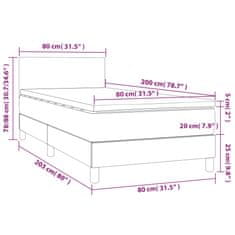 Vidaxl Box spring postelja z vzmetnico LED temno siva 80x200 cm blago