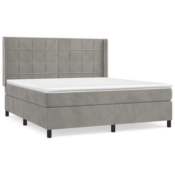 Vidaxl Box spring postelja z vzmetnico svetlo siva 160x200 cm žamet