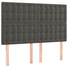 Vidaxl LED posteljno vzglavje temno sivo 144x5x118/128 cm žamet