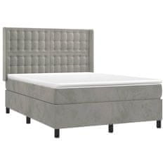 Vidaxl Box spring postelja z vzmetnico svetlo siva 140x200 cm žamet
