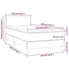 Vidaxl Box spring postelja z vzmetnico svetlo siv 100x200 cm blago