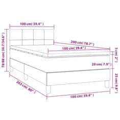 Greatstore Box spring postelja z vzmetnico LED temno rjava 100x200cm blago