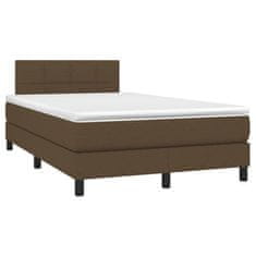 Vidaxl Box spring postelja z vzmetnico LED tem. rjava 120x200 cm blago