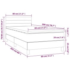 Vidaxl Box spring postelja z vzmetnico LED temno siva 80x200 cm blago