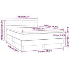 Vidaxl Box spring postelja z vzmetnico LED sv. siva 140x200 cm blago