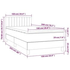 Vidaxl Box spring postelja z vzmetnico LED sv. siva 100x200 cm blago