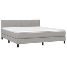 Vidaxl Box spring postelja z vzmetnico LED sv. siva 160x200 cm blago