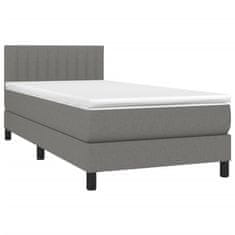 Vidaxl Box spring postelja z vzmetnico LED temno siva 80x200 cm blago