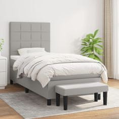Vidaxl Box spring postelja z vzmetnico svetlo siva 90x190 cm blago