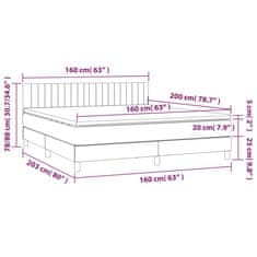 Vidaxl Box spring postelja z vzmetnico LED temno rjava 160x200cm blago