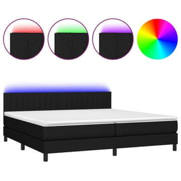 Vidaxl Box spring postelja z vzmetnico LED črna 200x200 cm blago