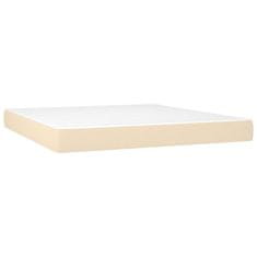 Vidaxl Box spring postelja z vzmetnico LED krem 160x200 cm blago