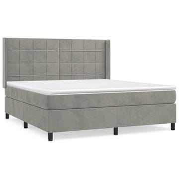 Vidaxl Box spring postelja z vzmetnico svetlo siva 160x200 cm žamet
