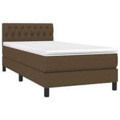 Vidaxl Box spring postelja z vzmetnico temno rjava 100x200 cm blago