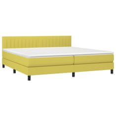 Vidaxl Box spring postelja z vzmetnico LED zelena 200x200 cm blago
