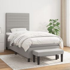 Vidaxl Box spring postelja z vzmetnico svetlo siv 100x200 cm blago