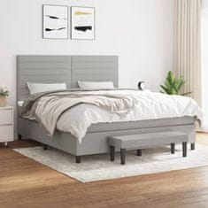 Vidaxl Box spring postelja z vzmetnico svetlo siva 180x200 cm blago