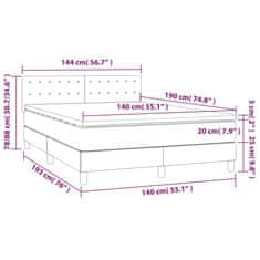 Vidaxl Box spring postelja z vzmetnico LED temno modra 140x190cm žamet