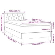 Vidaxl Box spring postelja z vzmetnico LED temno rjava 100x200cm blago