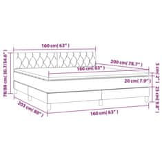 Vidaxl Box spring postelja z vzmetnico temno siva 160x200 cm blago