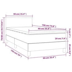 Greatstore Box spring postelja z vzmetnico LED roza 90x190 cm žamet