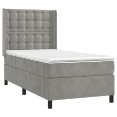 Vidaxl Box spring postelja z vzmetnico svetlo siva 80x200 cm žamet