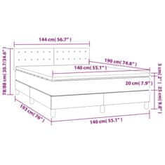 Vidaxl Box spring postelja z vzmetnico krem 140x190 cm blago